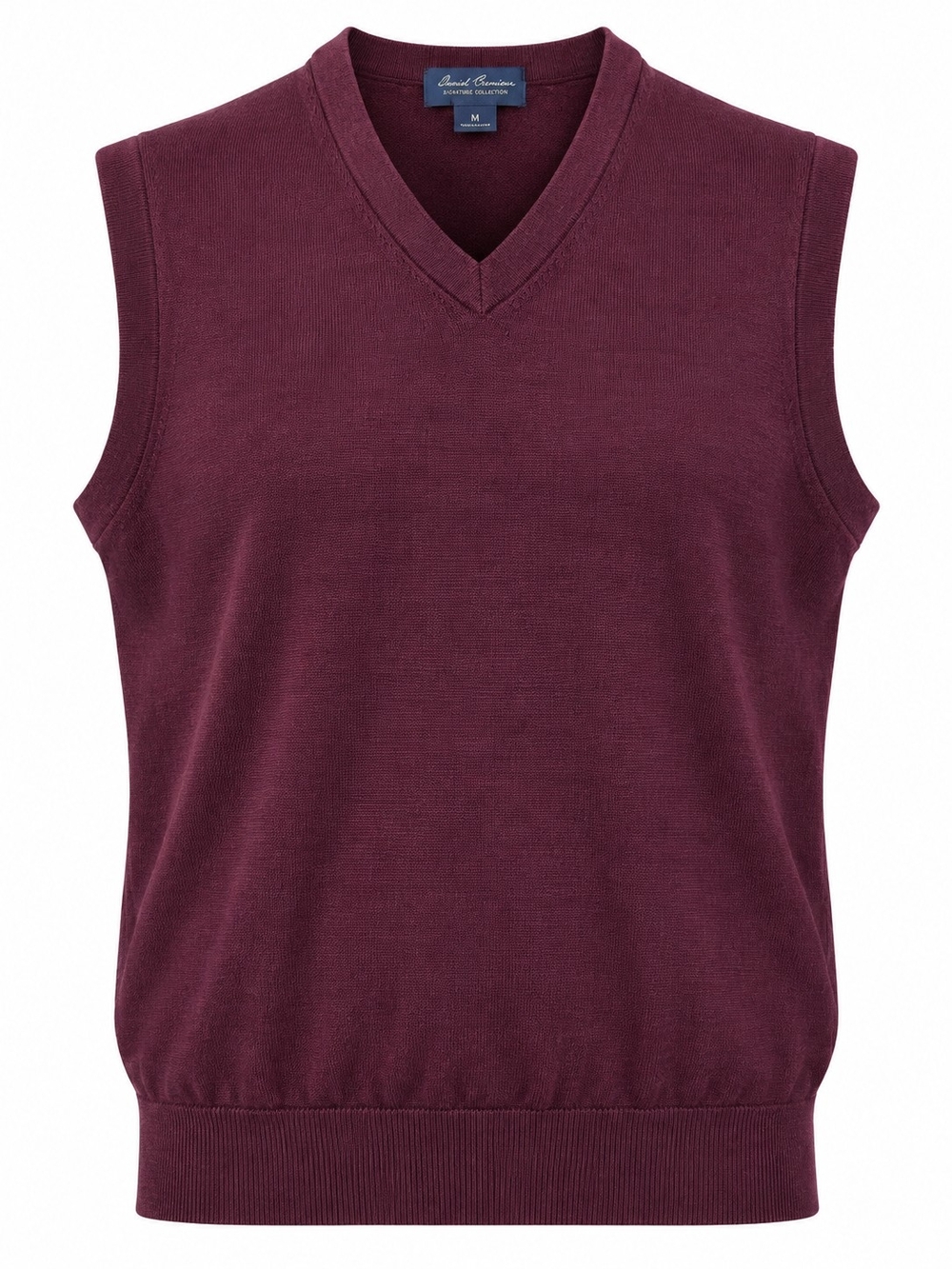 DANIEL CREMIEUX | Signature Merino Wool Burgundy Wine V-Neck Sweater Vest | M